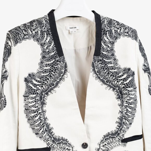 Helmut Lang Black Seahorse Pair Print White Jacket - Picture 4 of 11